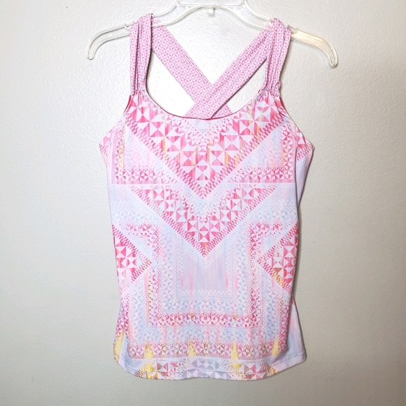 Prana Tops - Prana M pink geometric print shelf bra tank